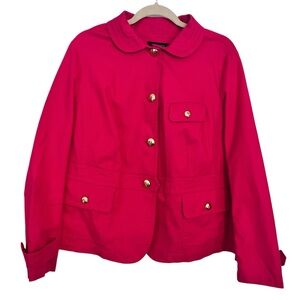 TALBOTS Pink Fuchsia Cotton Blazer Jacket Gold Buttons Business Classic 20WP